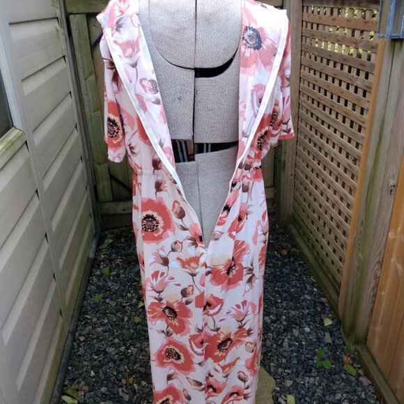 Amish Mennonite Cape Dress 42" Bust 32-38" Waist Rayon Peach Handmade Modest - Picture 2 of 8